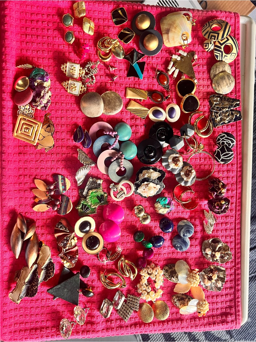 Vintage Mixed Women’s Earrings - Pink, Gold, Black & Multicolor